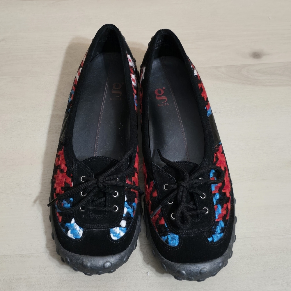 Vtg Nike Lab G Series Black Multicolor Embroidered Knit Ballet Flat Shoes 8.5 B